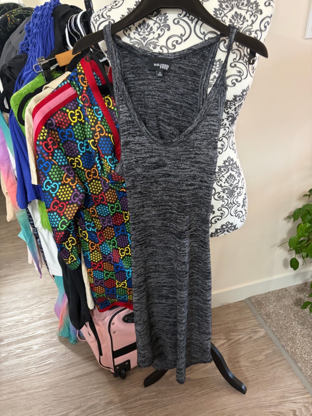 WILFRED FREE -  Heathered Charcoal Tank Midi Dress